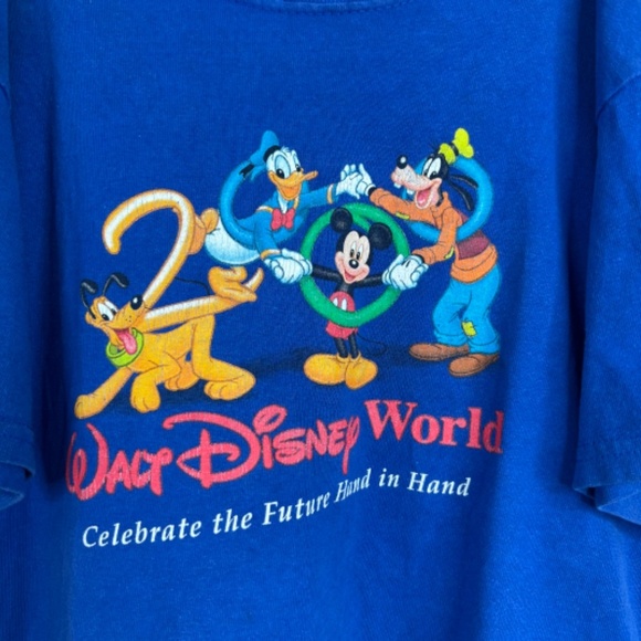 Vintage Y2K Disney World Youth T Shirt XS 2000 Retro Nostalgia 100% Cotton Blue - Picture 2 of 9